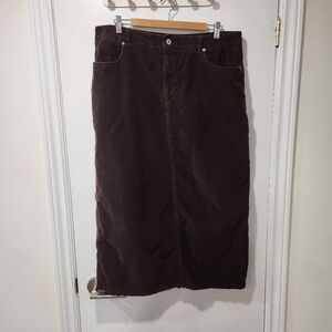 Northern Reflections Brown Corduroy Midi Skirt 100% Cotton